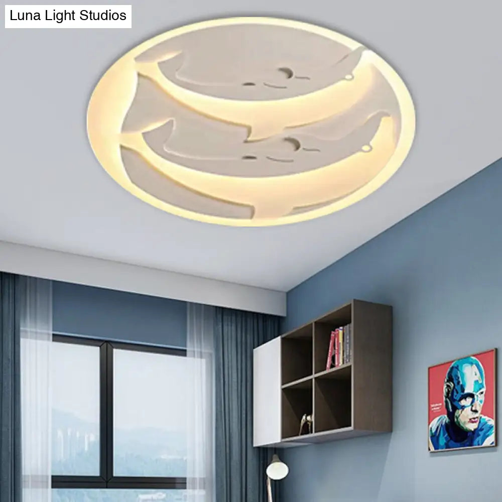 DecorBites™ DecorBites™ Kid's Room Dolphin LED Flush Ceiling Light in White