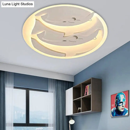 DecorBites™ DecorBites™ Kid's Room Dolphin LED Flush Ceiling Light in White
