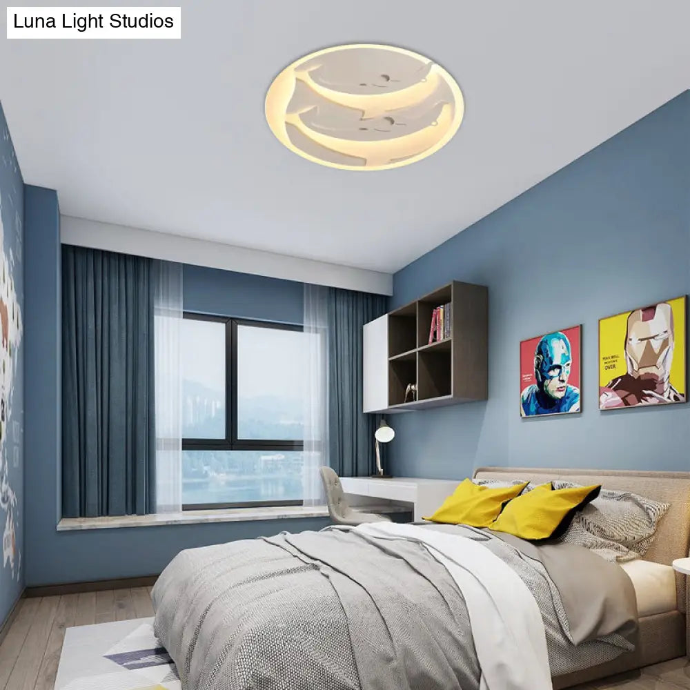 DecorBites™ DecorBites™ Kid's Room Dolphin LED Flush Ceiling Light in White