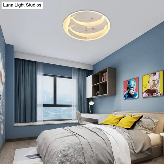 DecorBites™ DecorBites™ Kid's Room Dolphin LED Flush Ceiling Light in White