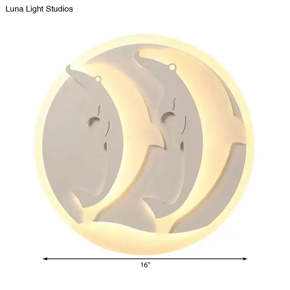 DecorBites™ DecorBites™ Kid's Room Dolphin LED Flush Ceiling Light in White