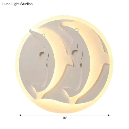DecorBites™ DecorBites™ Kid's Room Dolphin LED Flush Ceiling Light in White