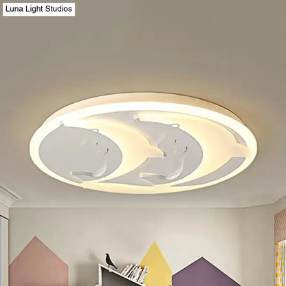 DecorBites™ DecorBites™ Kid's Room Dolphin LED Flush Ceiling Light in White