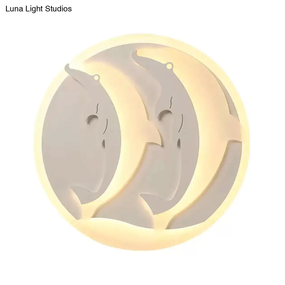 DecorBites™ DecorBites™ Kid's Room Dolphin LED Flush Ceiling Light in White