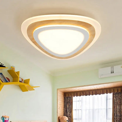 Kids Room LED Flush Mount with Creative Acrylic Light and Nautical Theme in Wood Finish - Flush Ceiling Light