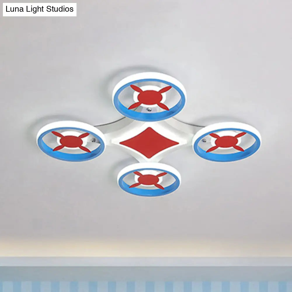 DecorBites™ DecorBites™ Kids Space Vehicle Ceiling Lamp: Blue and Red LED Flush Mount - Acrylic Metal Cartoon Light