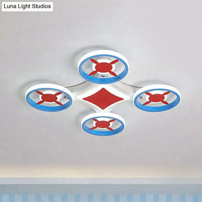 DecorBites™ DecorBites™ Kids Space Vehicle Ceiling Lamp: Blue and Red LED Flush Mount - Acrylic Metal Cartoon Light