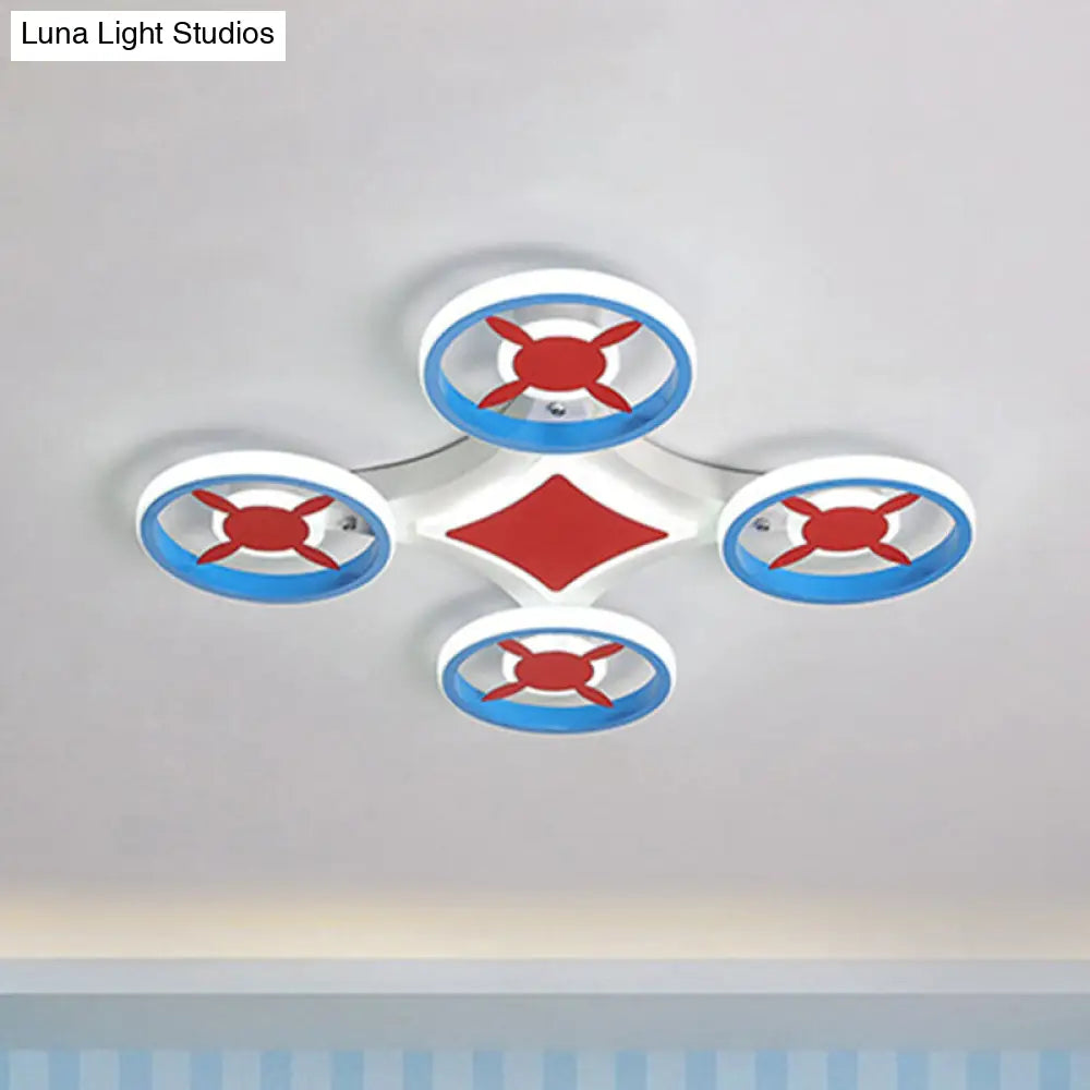 DecorBites™ DecorBites™ Kids Space Vehicle Ceiling Lamp: Blue and Red LED Flush Mount - Acrylic Metal Cartoon Light