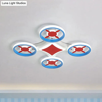 DecorBites™ DecorBites™ Kids Space Vehicle Ceiling Lamp: Blue and Red LED Flush Mount - Acrylic Metal Cartoon Light