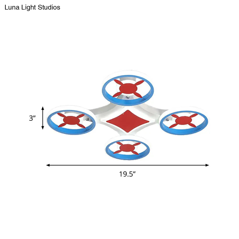 DecorBites™ DecorBites™ Kids Space Vehicle Ceiling Lamp: Blue and Red LED Flush Mount - Acrylic Metal Cartoon Light