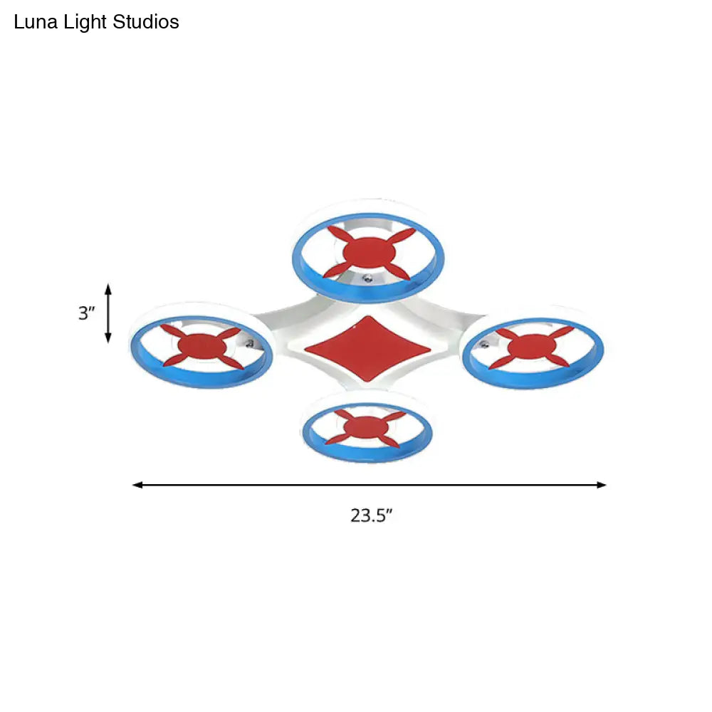 DecorBites™ DecorBites™ Kids Space Vehicle Ceiling Lamp: Blue and Red LED Flush Mount - Acrylic Metal Cartoon Light