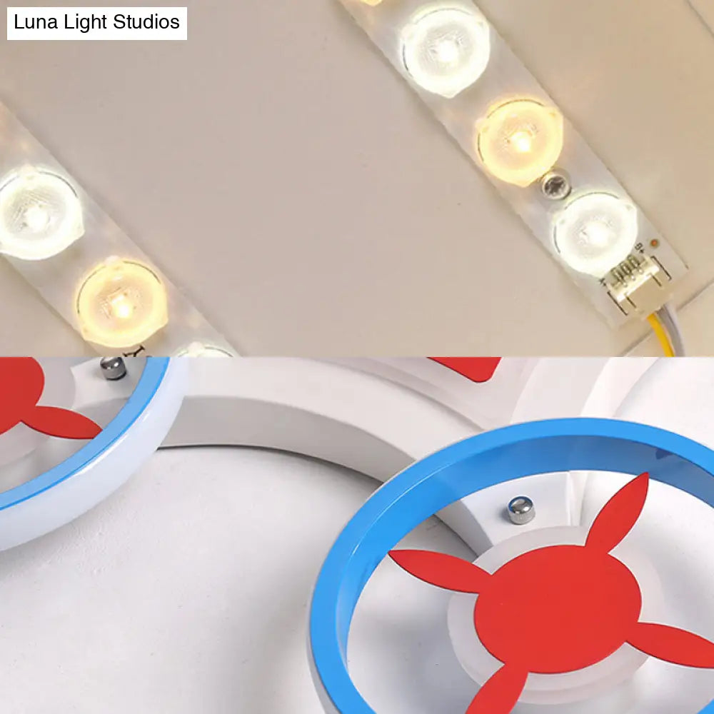 DecorBites™ DecorBites™ Kids Space Vehicle Ceiling Lamp: Blue and Red LED Flush Mount - Acrylic Metal Cartoon Light