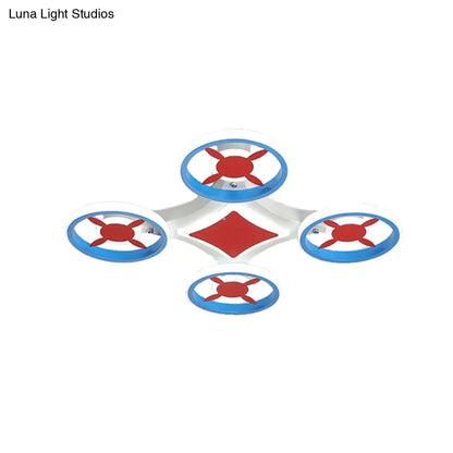 DecorBites™ DecorBites™ Kids Space Vehicle Ceiling Lamp: Blue and Red LED Flush Mount - Acrylic Metal Cartoon Light