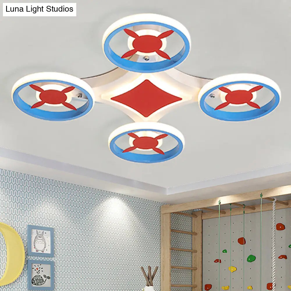 DecorBites™ DecorBites™ Kids Space Vehicle Ceiling Lamp: Blue and Red LED Flush Mount - Acrylic Metal Cartoon Light