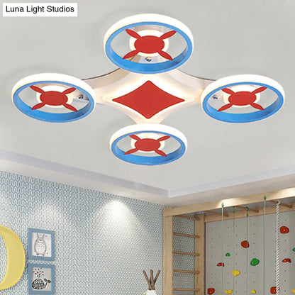 DecorBites™ DecorBites™ Kids Space Vehicle Ceiling Lamp: Blue and Red LED Flush Mount - Acrylic Metal Cartoon Light