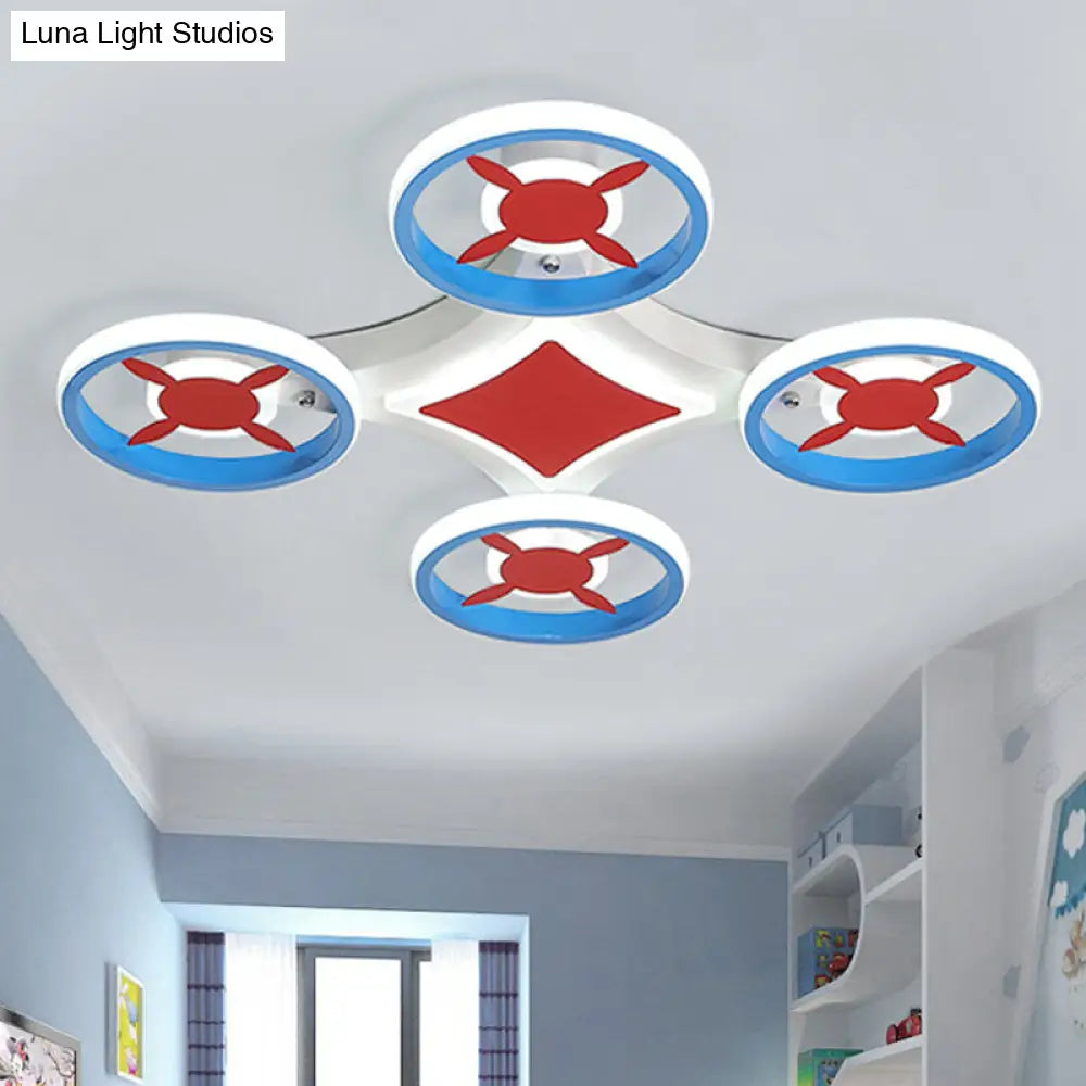 DecorBites™ DecorBites™ Kids Space Vehicle Ceiling Lamp: Blue and Red LED Flush Mount - Acrylic Metal Cartoon Light
