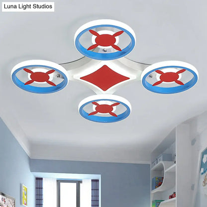 DecorBites™ DecorBites™ Kids Space Vehicle Ceiling Lamp: Blue and Red LED Flush Mount - Acrylic Metal Cartoon Light