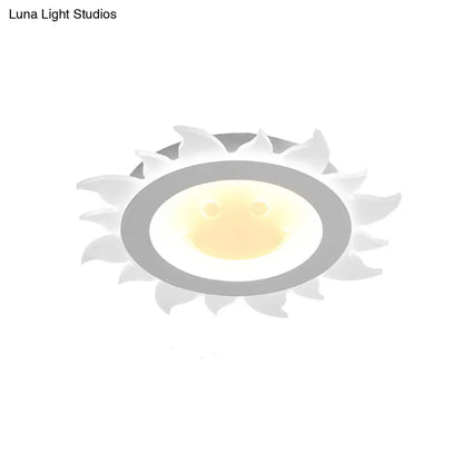 DecorBites™ DecorBites™ Kids Study Room Smiling Sun Flushmount Ceiling Light with Acrylic Shade, White Finish