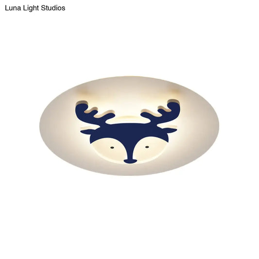 DecorBites™ DecorBites™ Kids Style Fox/Deer Child-Care Center Ceiling Lamp - Acrylic LED Flush Mount in Blue/Coffee with Warm/White Light