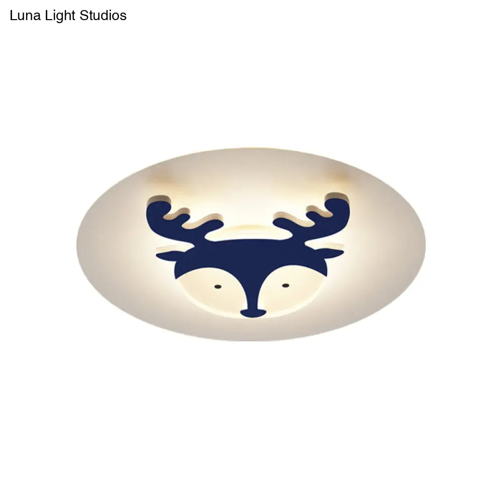 DecorBites™ DecorBites™ Kids Style Fox/Deer Child-Care Center Ceiling Lamp - Acrylic LED Flush Mount in Blue/Coffee with Warm/White Light