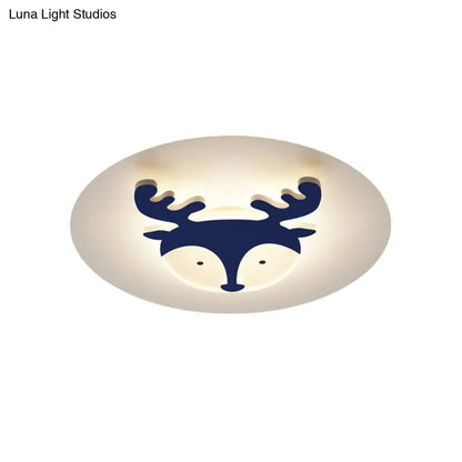 DecorBites™ DecorBites™ Kids Style Fox/Deer Child-Care Center Ceiling Lamp - Acrylic LED Flush Mount in Blue/Coffee with Warm/White Light