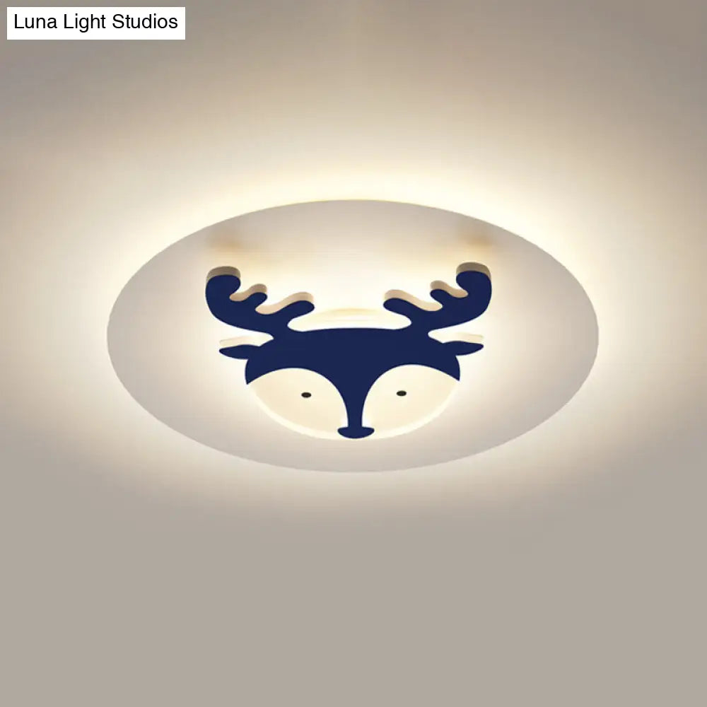 DecorBites™ DecorBites™ Kids Style Fox/Deer Child-Care Center Ceiling Lamp - Acrylic LED Flush Mount in Blue/Coffee with Warm/White Light