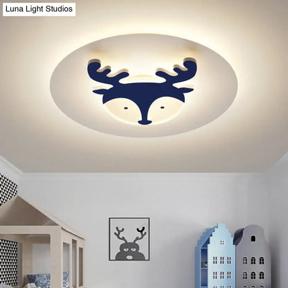 DecorBites™ DecorBites™ Kids Style Fox/Deer Child-Care Center Ceiling Lamp - Acrylic LED Flush Mount in Blue/Coffee with Warm/White Light