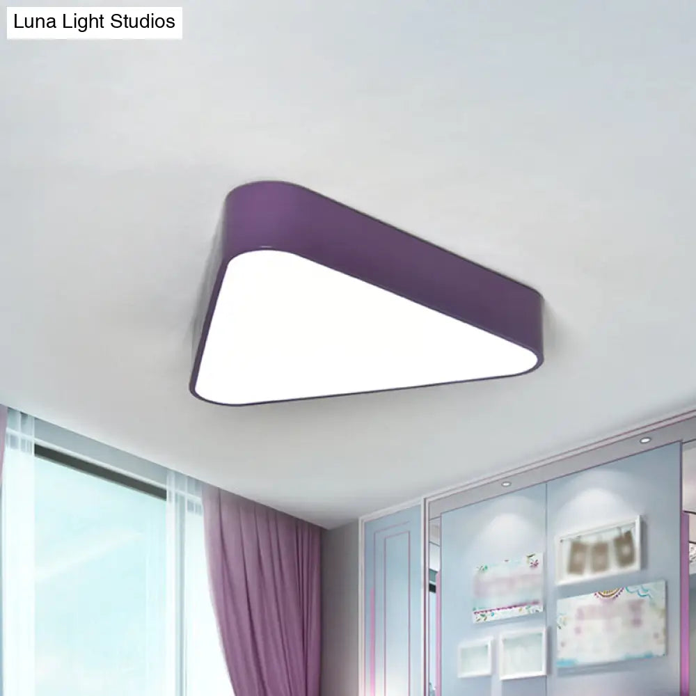 DecorBites™ DecorBites™ Kid's Triangular Acrylic LED Flush Mount Light: White/Yellow/Purple