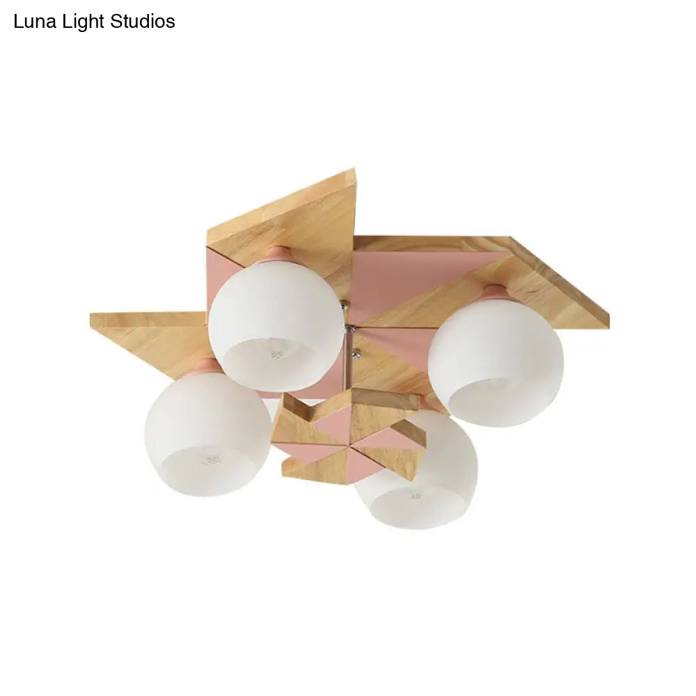 DecorBites™ DecorBites™ Kids Windmill Ceiling Light Fixture with Globe Shade - 4 Lights, Kindergarten Flush Mount