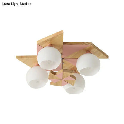 DecorBites™ DecorBites™ Kids Windmill Ceiling Light Fixture with Globe Shade - 4 Lights, Kindergarten Flush Mount