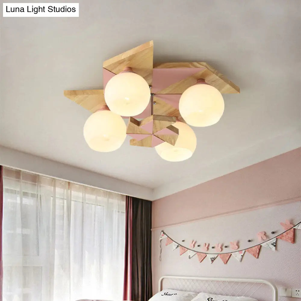 DecorBites™ DecorBites™ Kids Windmill Ceiling Light Fixture with Globe Shade - 4 Lights, Kindergarten Flush Mount