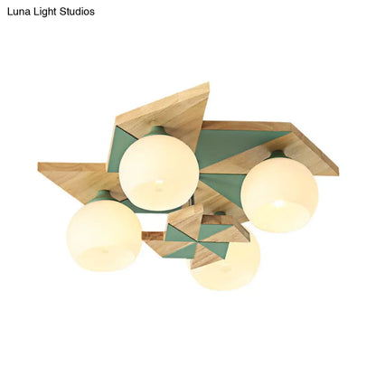 DecorBites™ DecorBites™ Kids Windmill Ceiling Light Fixture with Globe Shade - 4 Lights, Kindergarten Flush Mount