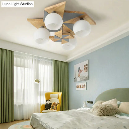 DecorBites™ DecorBites™ Kids Windmill Ceiling Light Fixture with Globe Shade - 4 Lights, Kindergarten Flush Mount
