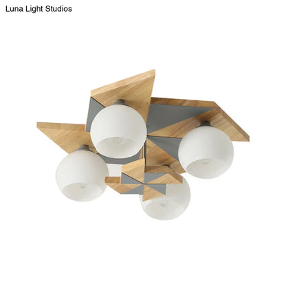 DecorBites™ DecorBites™ Kids Windmill Ceiling Light Fixture with Globe Shade - 4 Lights, Kindergarten Flush Mount