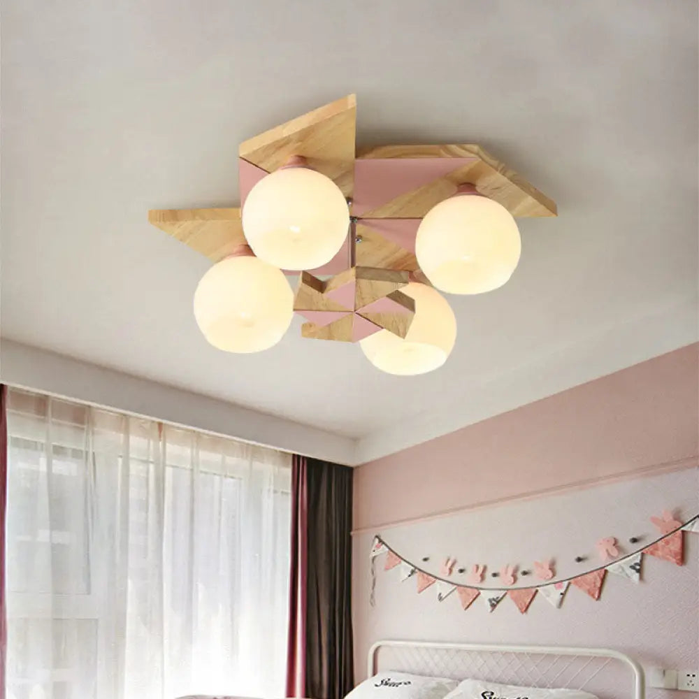 DecorBites™ DecorBites™ Kids Windmill Ceiling Light Fixture with Globe Shade - 4 Lights, Kindergarten Flush Mount