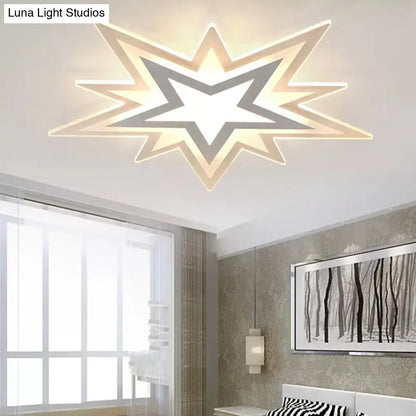 DecorBites™ DecorBites™ Kindergarten Star Ceiling Light – Modern White Flush Mount with Acrylic Finish
