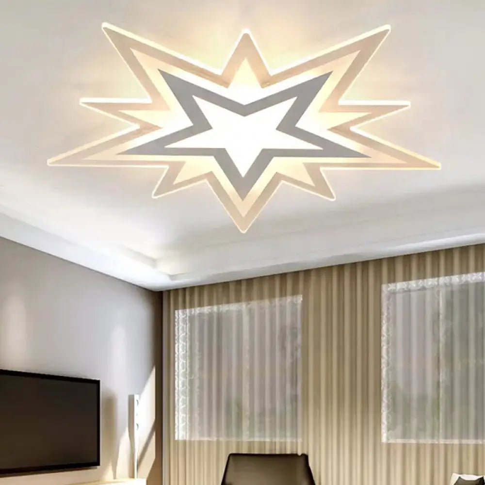 DecorBites™ DecorBites™ Kindergarten Star Ceiling Light – Modern White Flush Mount with Acrylic Finish