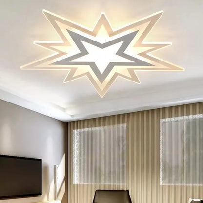 DecorBites™ DecorBites™ Kindergarten Star Ceiling Light – Modern White Flush Mount with Acrylic Finish