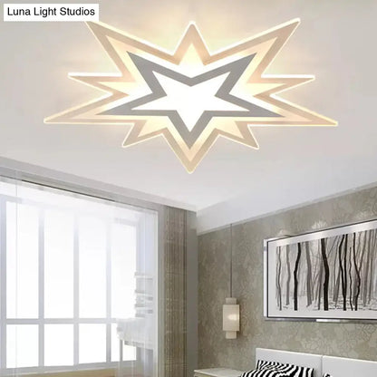DecorBites™ DecorBites™ Kindergarten Star Ceiling Light – Modern White Flush Mount with Acrylic Finish