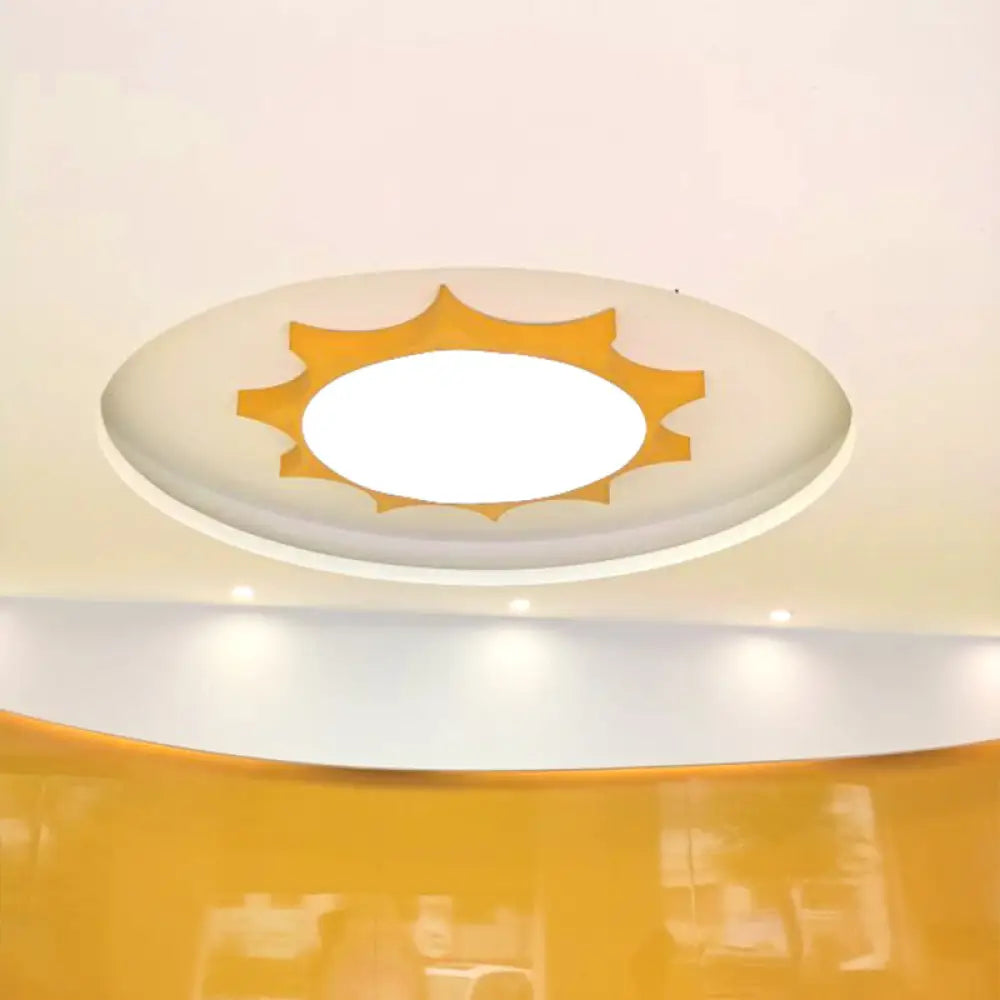 DecorBites™ DecorBites™ Kindergarten Yellow Sun Flush Mount LED Ceiling Light with Acrylic: Simple & Stylish Fixture