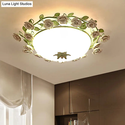 DecorBites™ DecorBites™ Korean Flower LED Glass Bowl Ceiling Light for Bedroom, Semi Flush Mount, 16"/19.5" Wide in White