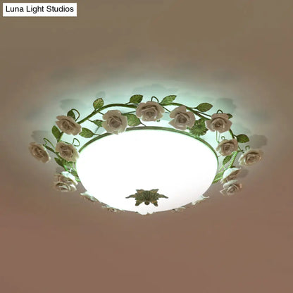DecorBites™ DecorBites™ Korean Flower LED Glass Bowl Ceiling Light for Bedroom, Semi Flush Mount, 16"/19.5" Wide in White