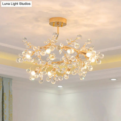 DecorBites™ DecorBites™ Korean Garden Ceramic Rose Ceiling Light with Crystal Accents