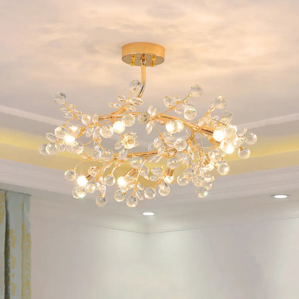 DecorBites™ DecorBites™ Korean Garden Ceramic Rose Ceiling Light with Crystal Accents