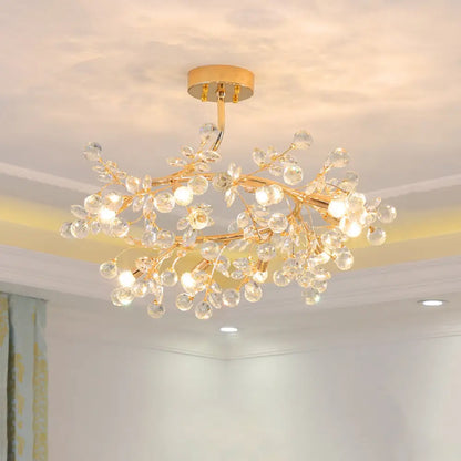 DecorBites™ DecorBites™ Korean Garden Ceramic Rose Ceiling Light with Crystal Accents