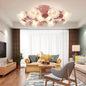 Korean Garden Flower Frost Glass Ceiling Mounted Light for Bedroom