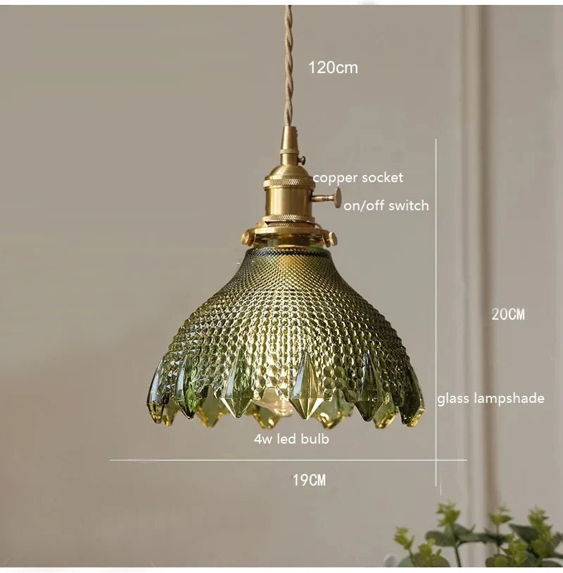 Korean Retro Glass Pendant Light With Wood Accent - Decorbites