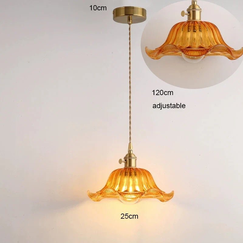 Korean Retro Glass Pendant Light With Wood Accent - Decorbites