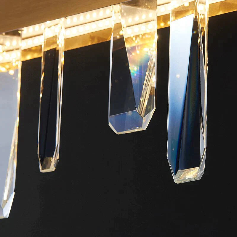 DecorBites™ Kyala - Modern Rectangle Gold  Crystal Chandelier