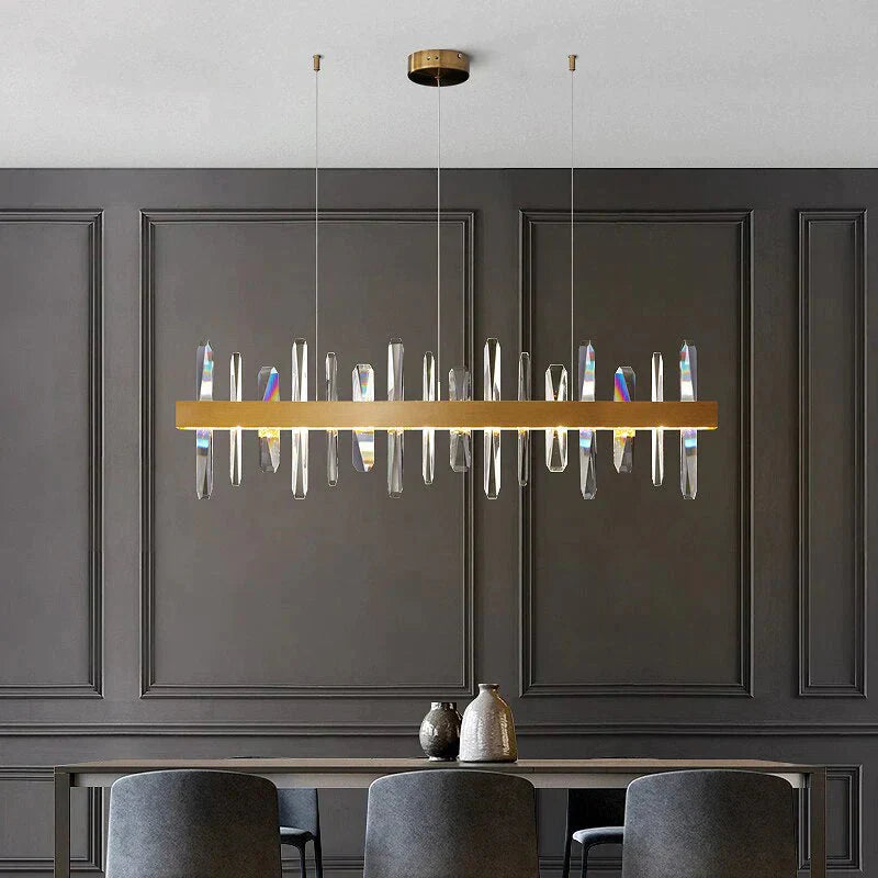 DecorBites™ Kyala - Modern Rectangle Gold  Crystal Chandelier